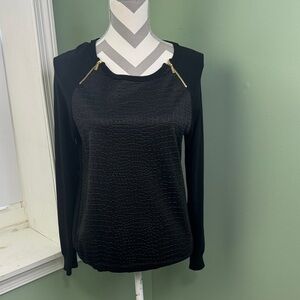 Calvin Klein Black Textured sweater with Gold Accents large